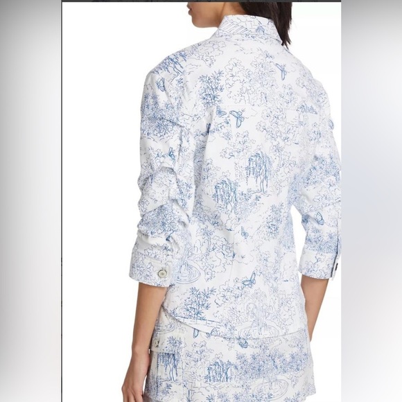 Cinq A Sept Garden Toile Scrunched Canyon Buttoned Jacket Size 10 NWOT - Picture 14 of 15